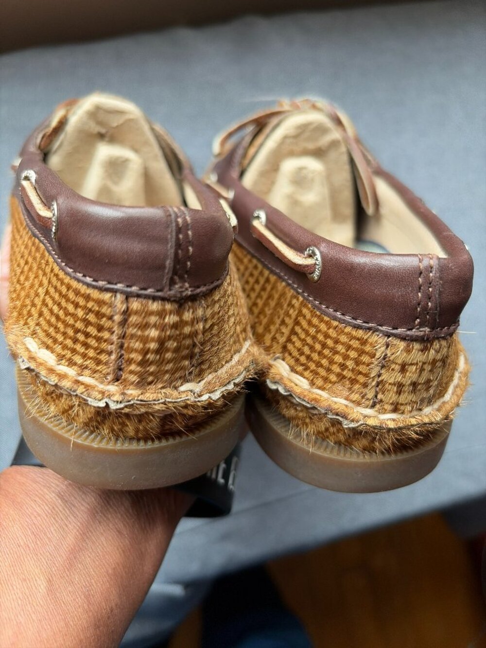 Sperry Top-Sider Authentic Original Faux Fur Houndstooth Plaid Boat Shoes size 8 - Picture 6 of 11